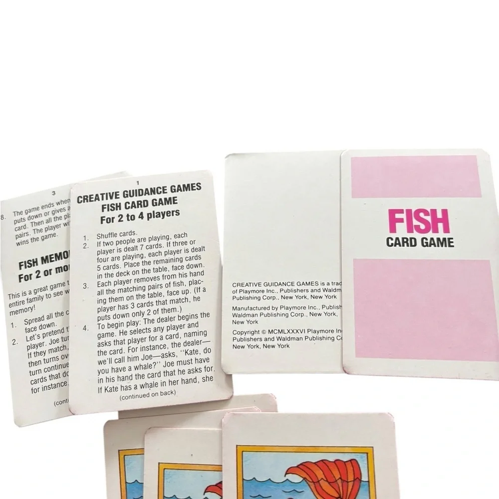 Lot 2 VTG 1986 Creative Guidance Childrens Games Old Maid Go Fish Cards IN Box